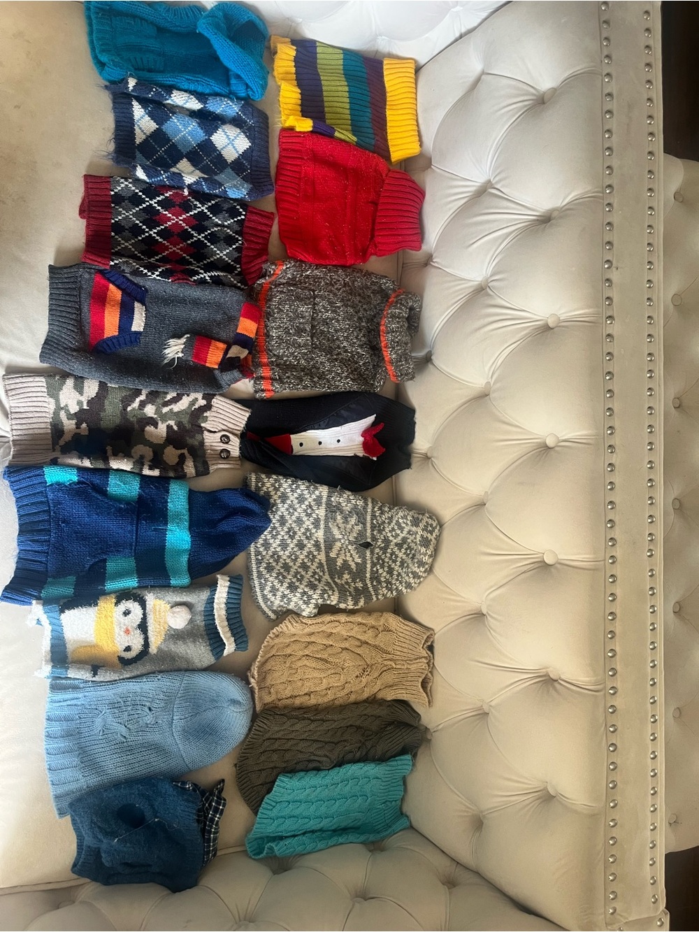 Lot of 17 Toy Dog Sweaters Hoodies Argyle Striped Camo